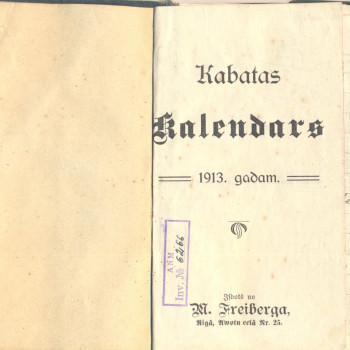 Kabatas kalendārs. 1913. g.
ANM 6266