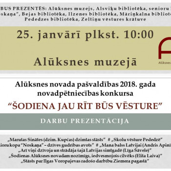 Alūksnes novada pašvaldības 2018. gada novadpētniecības konkursa “Šodiena jau rīt būs vēsture” darbu prezentācija