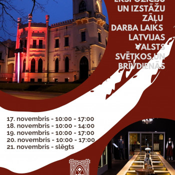Alūksnes muzeja ekspozīciju un izstāžu zāļu darba laiks Latvijas valsts svētkos 
