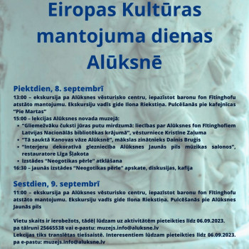 Eiropas Kultūras mantojuma dienas Alūksnē